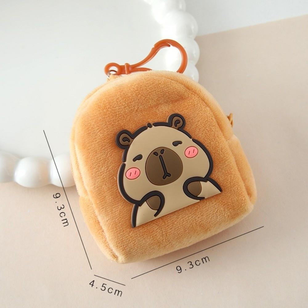 Cute Mini Capybara Coin Purse Cartoon Zipper Wallet Round Pouch Pendant Headphone Storage Bag