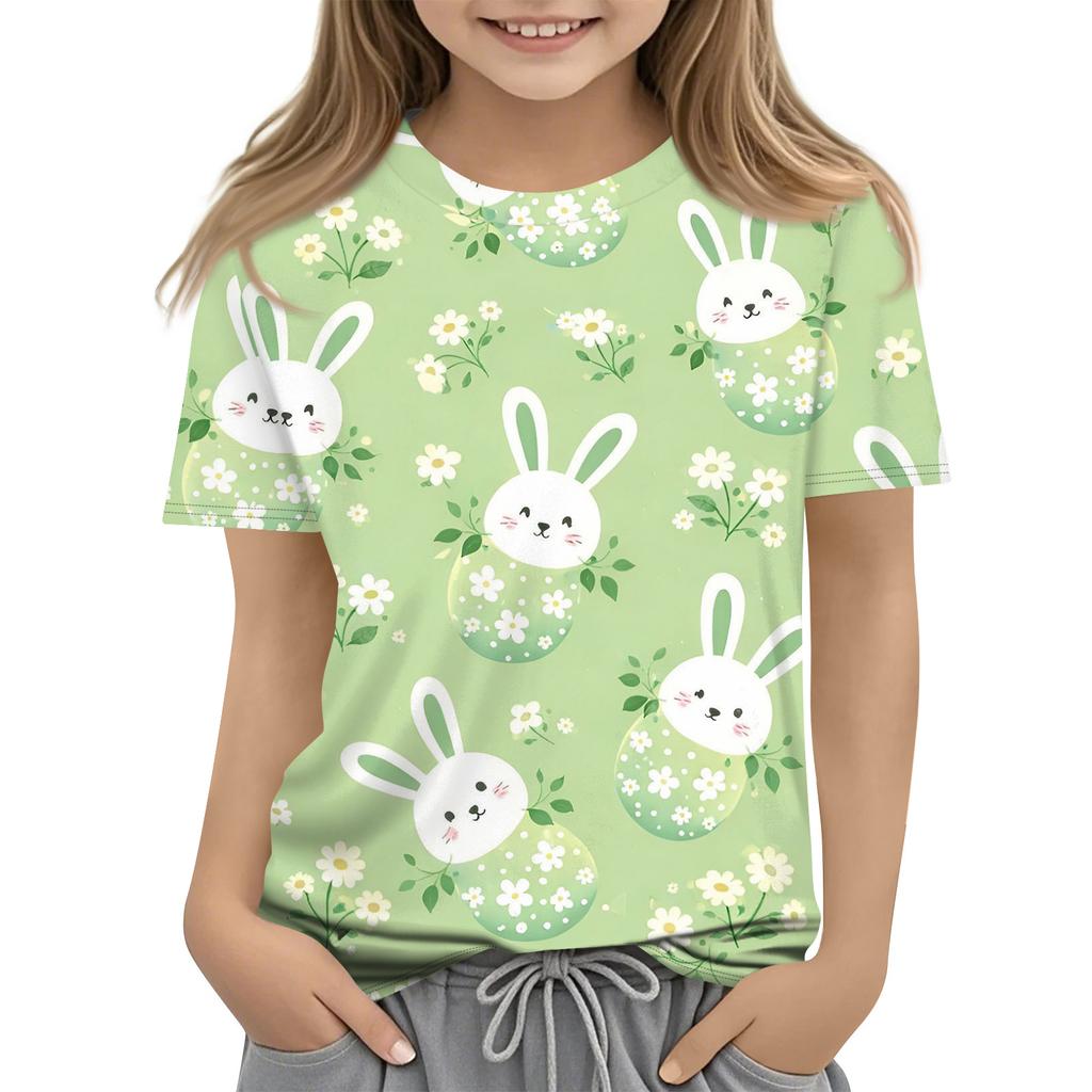 Children's Easter Printed Round Neck Short Sleeved Casual T-shirt