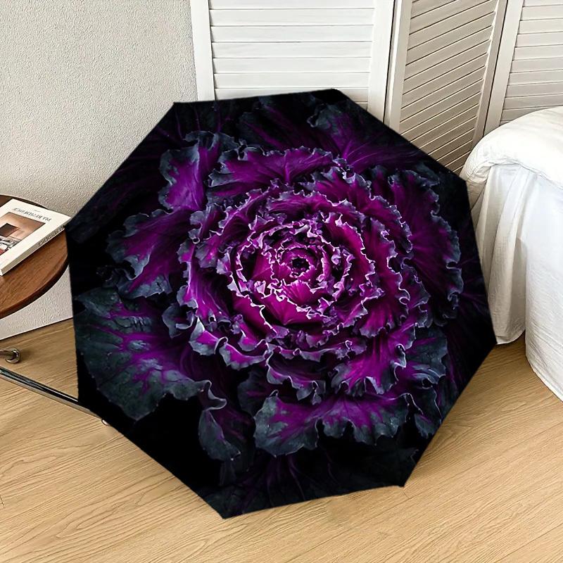 Purple Passion Bloom: Umbrella with Auto Open/Close, Outdoor Protection, Lightweight and Durable Travel Accessory 123