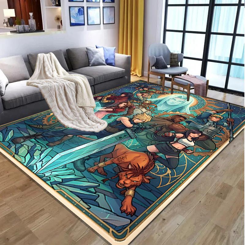 Final Fantasy Pattern Rug, Indoor/Outdoor Mat, for Picnic, Gameroom, Bedroom, Office, Living Room, Home Decor Carpet, Birthday Gift