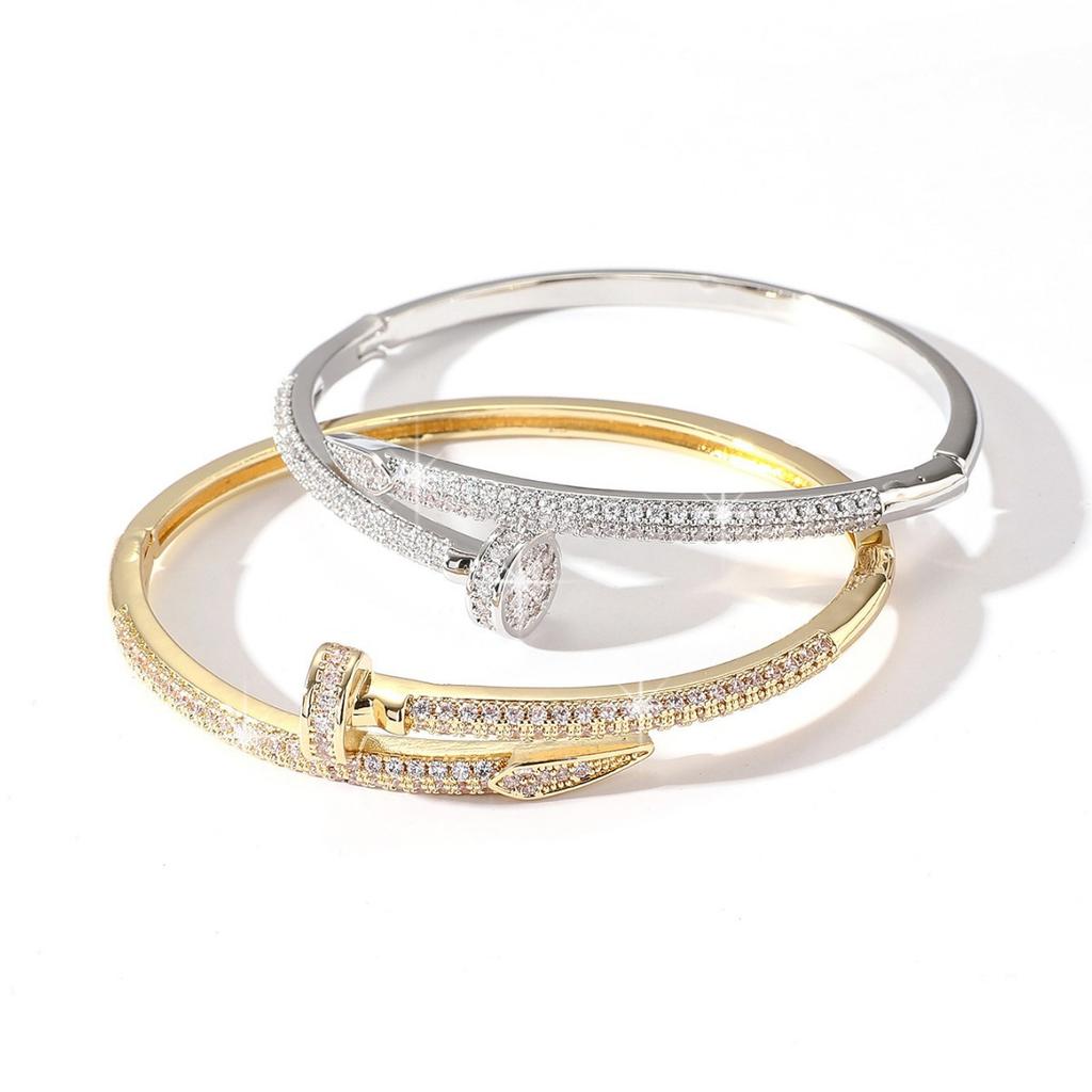 2026 pulseira de prego feminina europeia e americana pulseira de luxo leve design de ponta pulseira aberta ornamento de pulseira