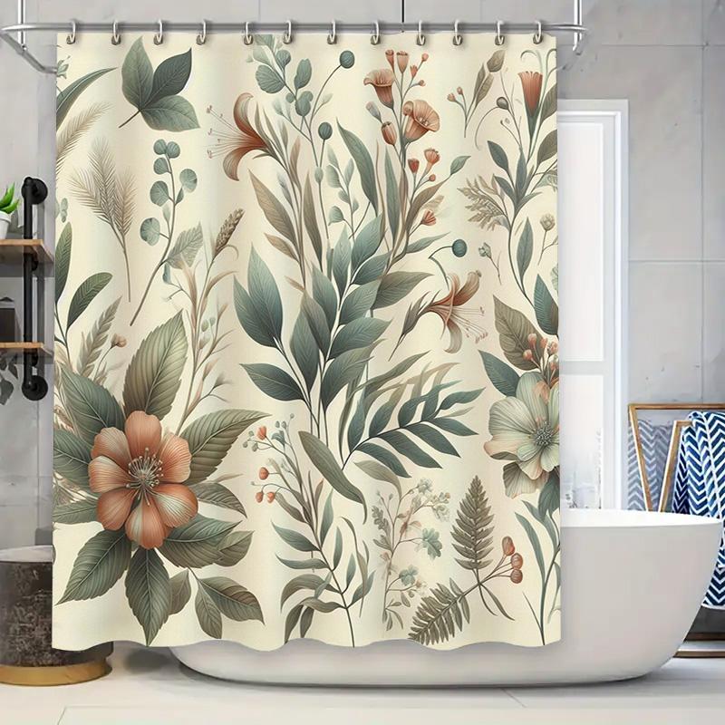 

Vintage Floral Print Shower Curtain Waterproof Decorative Home Bathroom Decoration Soft Fabric Easy Hanging Shower Caddies for K 90x180cm