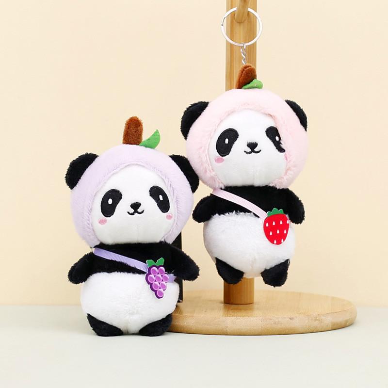 Cute Kawaii Panda Keychain Plush Toy Short Fur Stuffed Animal Doll For Backpacks And Gifts 12cm