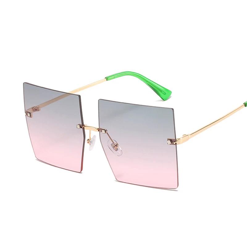 Vintage Square Sunglasses Women Luxury Oversized Rimless Sun Glasses Female Fashion Brand Designer Clear Shades