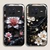 Vintage Floral Stylish Lotus Flower Tempered Glass Phone Case for OPPO Reno 13 F 12 11 10 Pro Plus Find X8 X3 Lite A58 A94 Cover