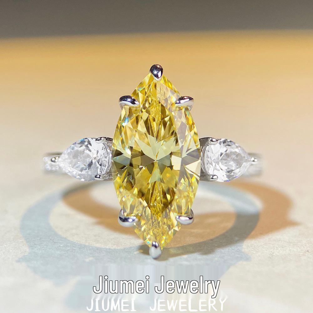 Nine Beauty High Carbon Diamond 7 Carat Zircon Marquise Ring for Women In S925 Sterling Silver