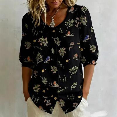 Damen S Kurzarm Geometrischer Print Poloshirt Sommer Büro Bluse