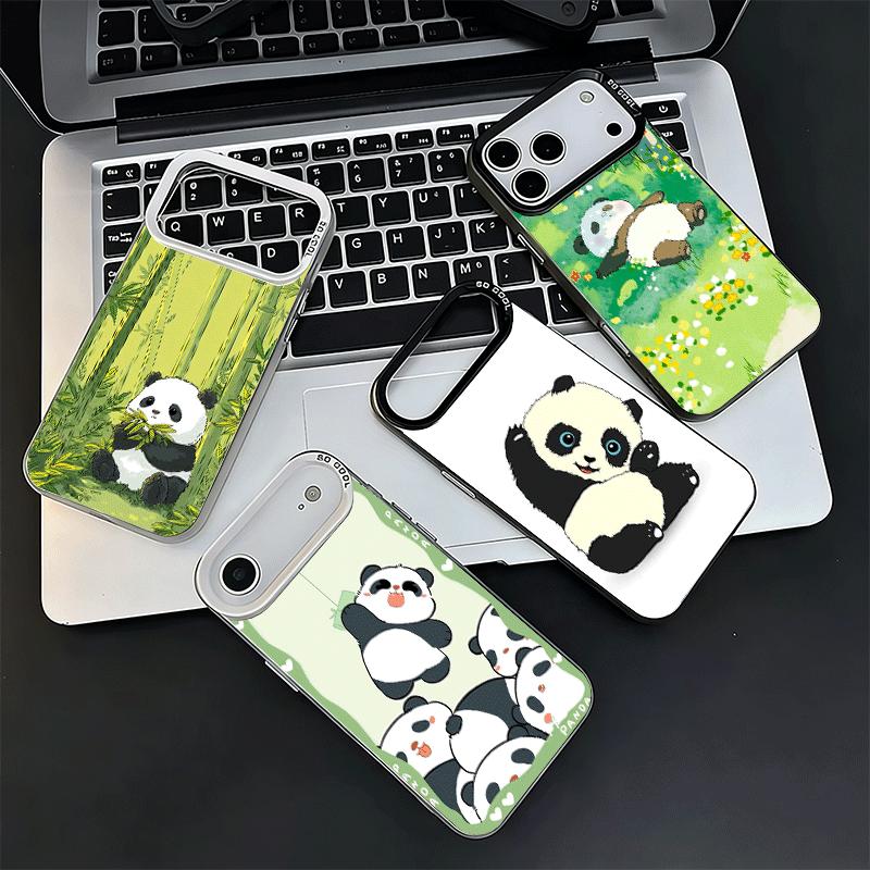 Cute Cartoon Panda Shockproof Phone Case for iPhone 17 Air 16 16E 15 Pro Max 14 Plus 13 Mini 12 Back Cover Anti Fall Fundas