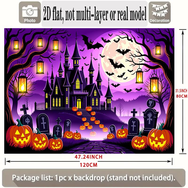 Party Backdrop Halloween Castle Flat Banners Spooky Celebrations Wedding Enthusiasts Event Backdrop Decoration Front Door Decor