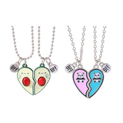 2Pcs Friendship Avocado Heart Pendant Chain Friendship Avocado Necklaces for Best Friend Cute Pendant Jewelry Gift