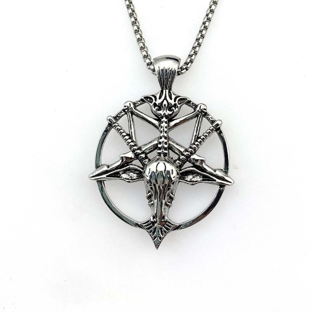 Necklace Retro Literary Skull Head Sheep Head Demon God Pan Round Pendant