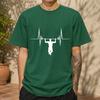 2026 New Cotton Tshirt Black Heartbeat Fitness Print Casual Short Sleeve