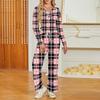 Women's V-Neck Long Sleeve Printed Pajama Set with Pockets - Loose Fit Casual Sleepwear for