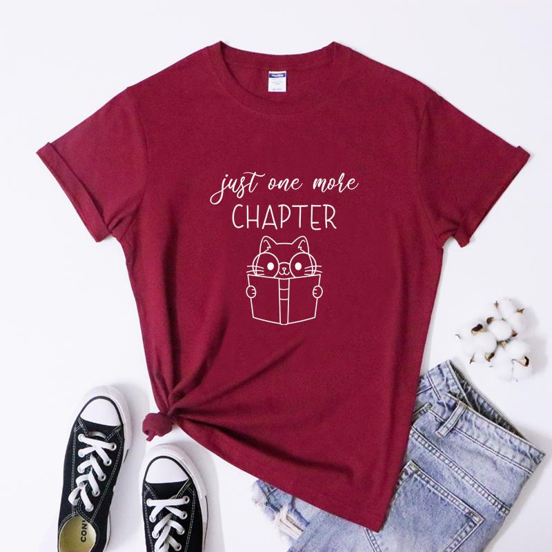 Just One More Chapter Tshirt Kawaii Book Lover Gift Tshirt Funny Cat Mom Librarian Reading Tee Shirt Top Dropshipping