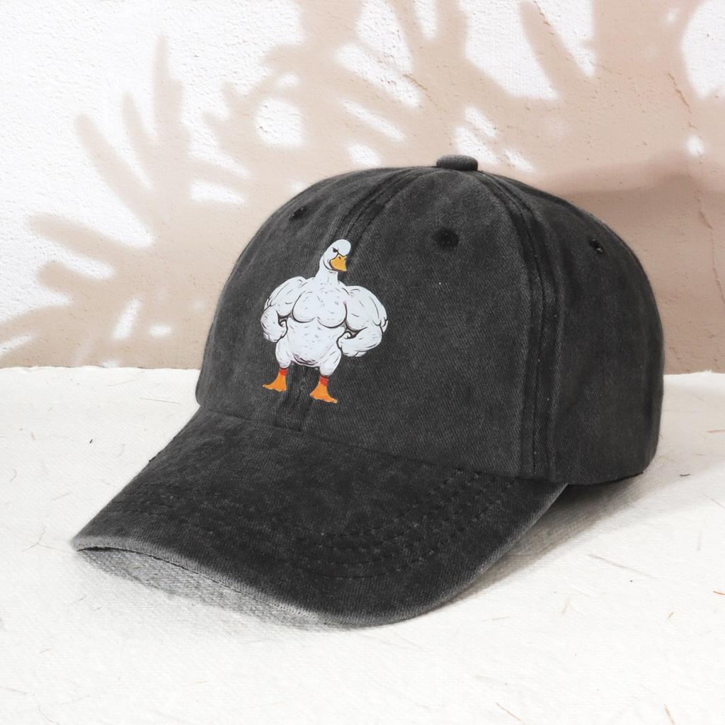Embroidered Baseball Cap, Casual And Fashionable Urban Style Duckbill Cap Muscle Goose Pattern All-Match Trendy For Daily