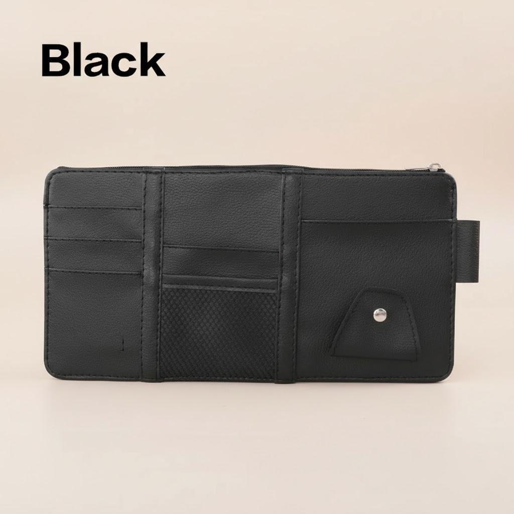 

Car Sun Visor Organizer PU Leather Sunshade Clip Storage Bag Card Holder Pen Clip Cash Compartment чёрный