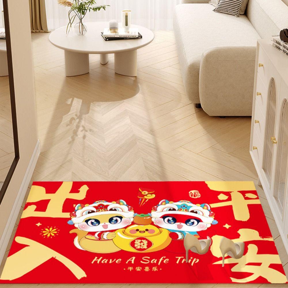 Non-slip Spring Festival Door Mat Cartoon Entrance Feet Mat Traditional Entrance Door Rug  Holiday