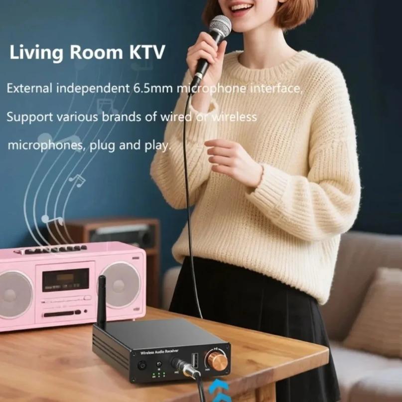 Bluetooth 6.0 Wireless Adapter Audio Receiver 3.5mm AUX RCA 6.5MM Microphone Karaoke USB U-Disk Play With Remote volume Control