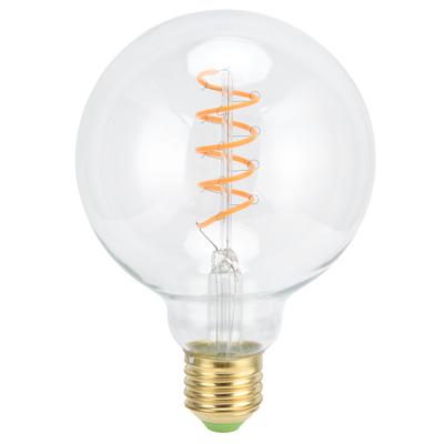 G95 LED Single Spiral Flexible Filament Light Bulb 27 4W 110V Retro Bulb for Dining Room Bar Decor