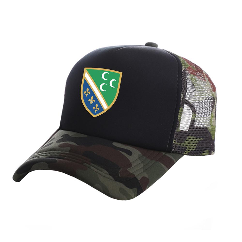 Bosniak National Flag In Sandzak Trucker Cap Summer Unisex Cool Bosnia Baseball Caps Unisex Mesh Net Hats