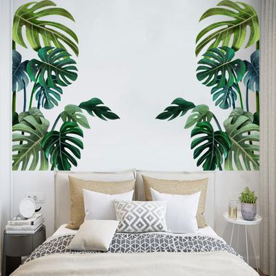 Adesivo per sfondo in PVC per piante da 2 pezzi Adesivo autoadesivo con foglie Decorazioni per la casa da parete tropicale