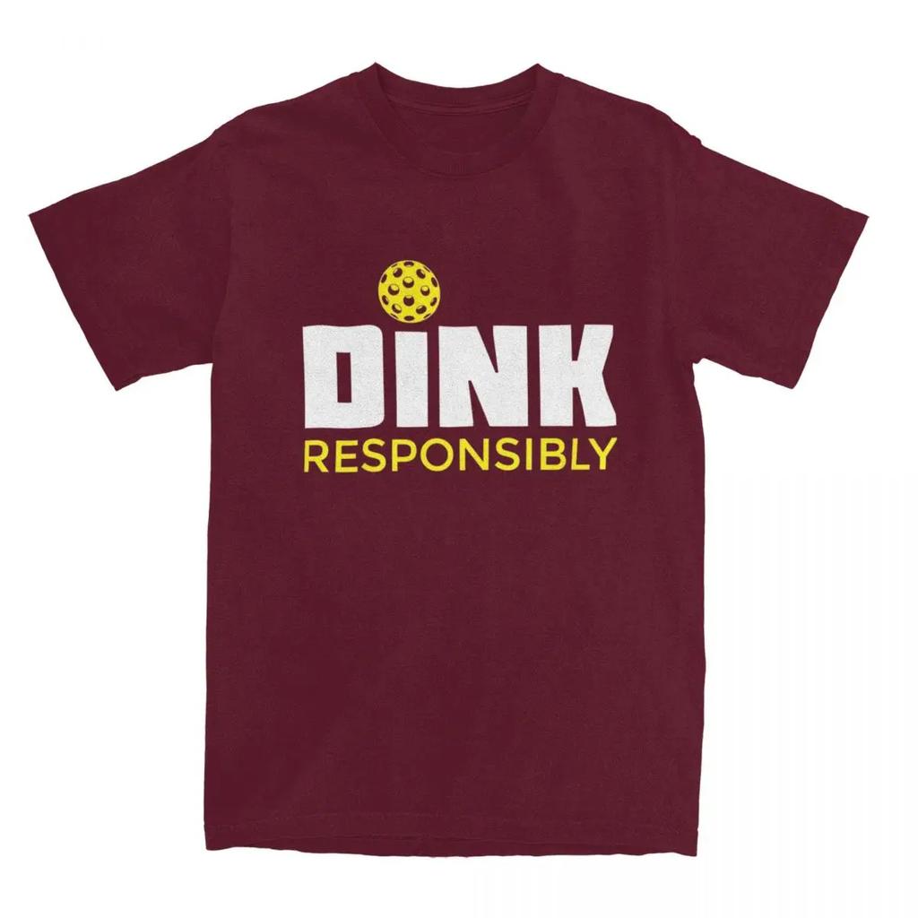 Men Women Dink Responsibly Pickleball Shirt Accessories Novelty Cotton Paddle Sport T Shirts Tee Clothing Summer