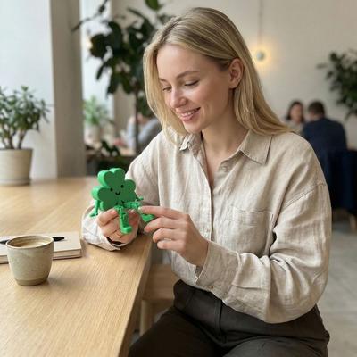 Creative Cartoon Mini Clover Statue Plastic Cute Clover Charm Decor Blessing St Patrick's Day Ornament Gift Giving