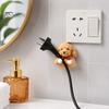 Nail Free Socket Hanger Puppy Power Outlet Hook, Self Adhesive Wall Mounted Cord Organizer, Resin Cute Decor for Wires Cable Management Holder