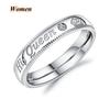 Fashion Stainless Steel Couple Rings Her King His Queen Statement Rings Zircon Crown Ring Romantic Anniversary Wedding Band Ring