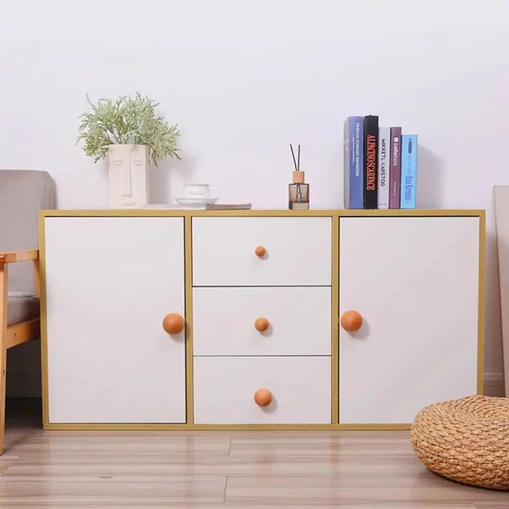 DIY Nordic Cupboard Wardrobe Pulls Round Beech Wardrobe Knob Simple Wood Hook Hanger Home Decoration