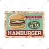 Panneau en étain pour hamburgers, frites, HotDogs, FastFood, Plaque métallique rétro Vintage, affiche en métal, Pizza BBQ pour décoration murale de cuisine