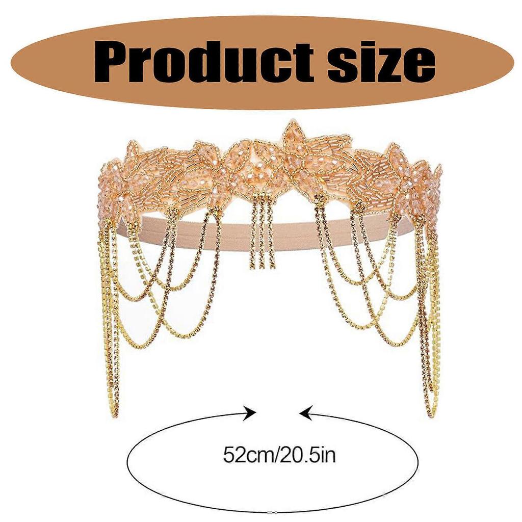 Elegant Crystal Flower Hairband for Female Masquerades Party Headpieces Shimmering Party Fringed Hairband for 1920s Party
