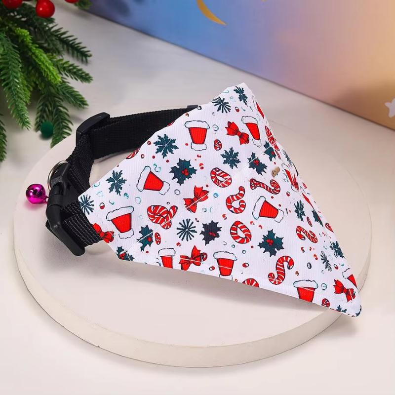 

Christmas Dog Cat Bandana Triangle Pet Scarf Red Green Adjustable Puppy Kitten Bibs for Xmas Costume Accessories XS 1cm білий