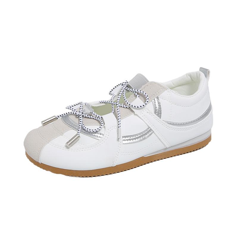 

Балетки серебристые туфли Мэри Джейн женские 2025 лето новая плоская подошва с внутренней платформой спортивные кеды повседневные тренировочные туфли 40 белый