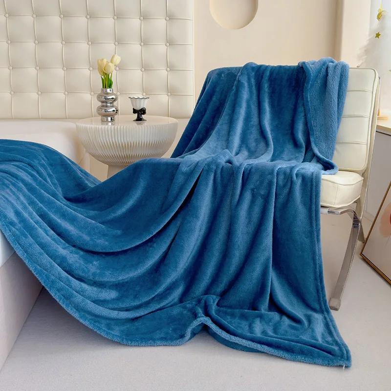 

Solid color Shu cotton lint polyester bed and breakfast sofa blanket summer air conditioning blanket gift blanket 100x150cm темно-синий
