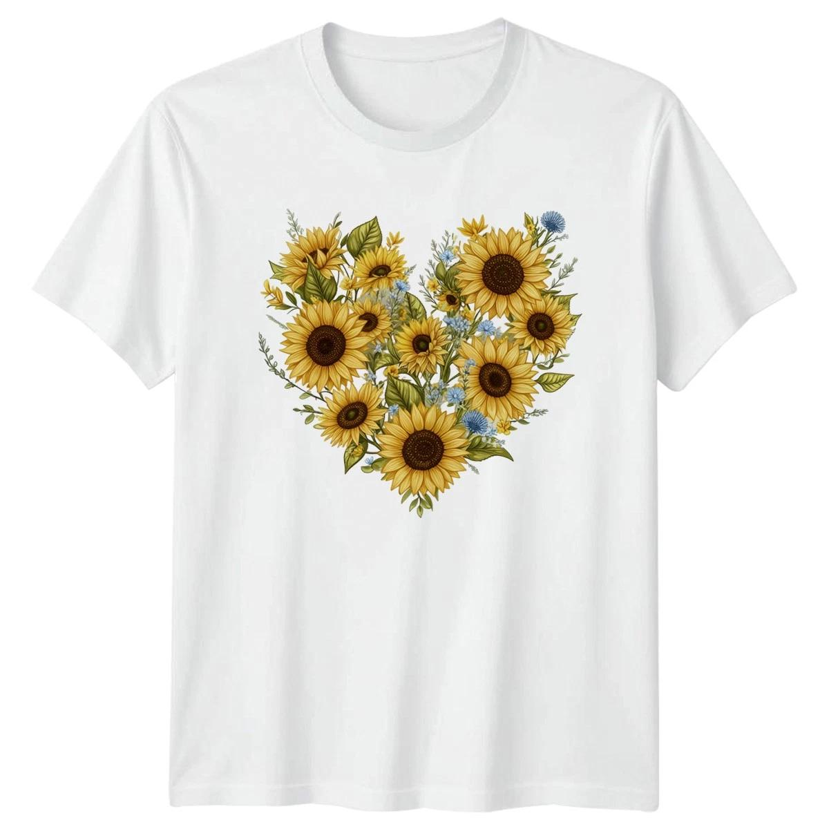 Sunflower Heart Floral Art Design T-Shirt Sunflower Nature Gift For Him And Her XXL