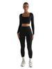 2024 Winter Women's Solid Color Long Sleeve Square Neck Two-Piece Slim Fit Fashion Suit