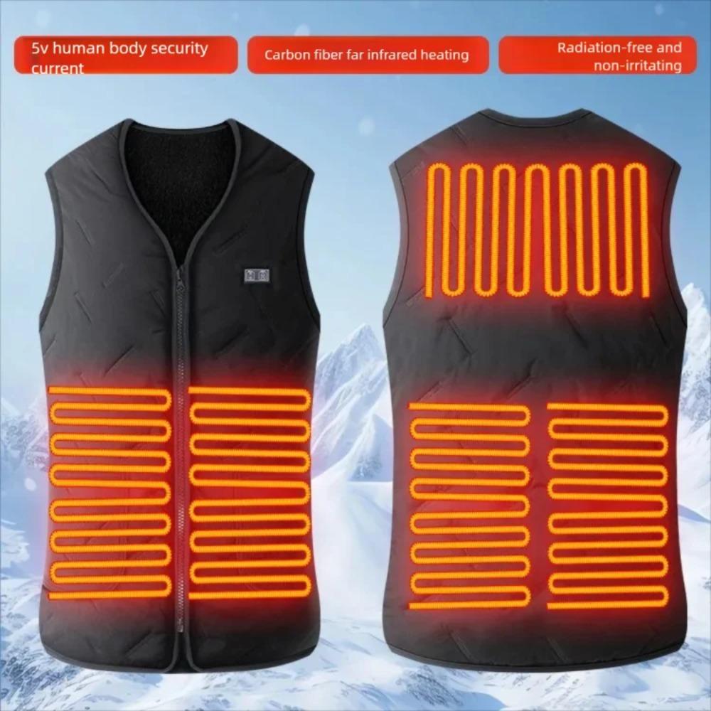 Smart Temperature Control 5 Areas Heated Cotton Vest Unisex Full Body Warmth Winter Anti-Cold USB Charging Electric Heat Coat