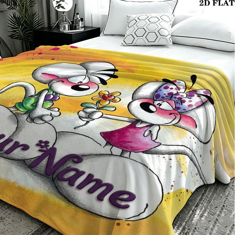 1PC Diddl Custom Name Patterned Flannel Blanket Suitable For All Seasons for Home Decor Warmth and Comfort Gifts Holiday Present