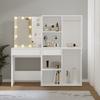 LED Makeup Table with 2 Cabinets White Wood Based Material