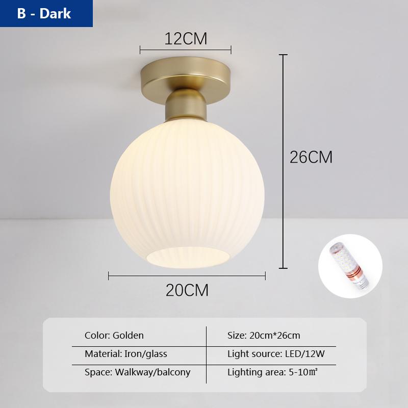 Lumină de tavan nordică lampă de sticlă balcon casă dressing lumină lux american simplu coridor intrare hol lumină de culoar