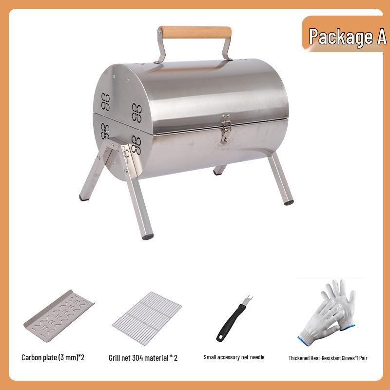 Portable Double-Sided Charcoal BBQ Grill with Chimney