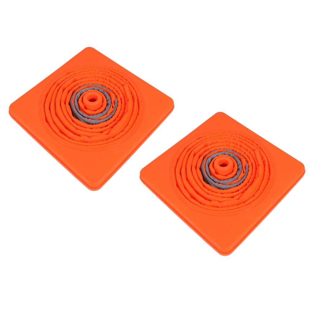 2 Set Traffic Cones Foldable 360 Degrees  Reflective Strips Road Safety Cones with Warning Light 70CM