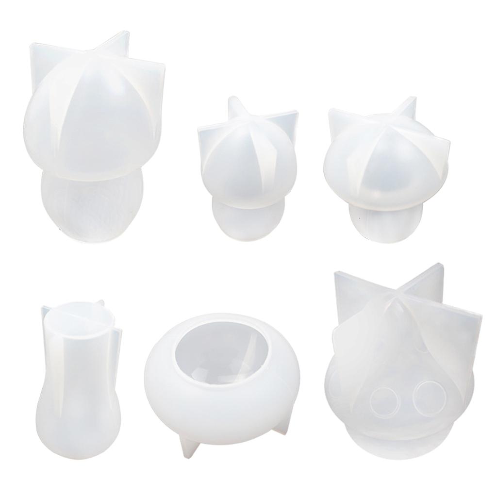 6 Pcs Mushroom Ornament Crafts Silicone Molds Epoxy Jewelry Mold Resin Casting Pendant Mold Suitable for Diy Crafts
