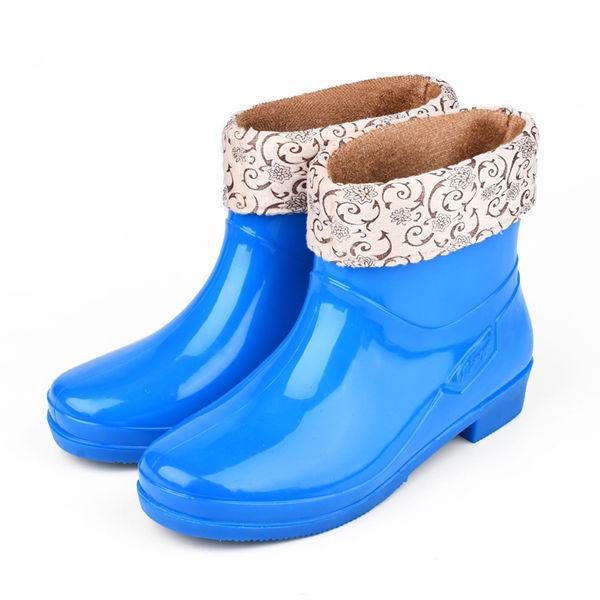 Feerldi Purple Women Waterproof boots Low Heels Colorful Polka Dot Rain boots for women Plush Warm Water Shoes