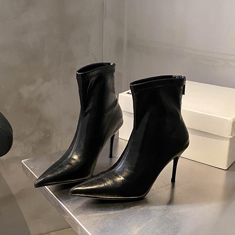 

Зимняя мода Патентная кожа Острый носок Женские длинные сапоги Комбинированная строчка Тонкий каблук Вечеринка Стриптизерша Женские высокие ботильоны 35