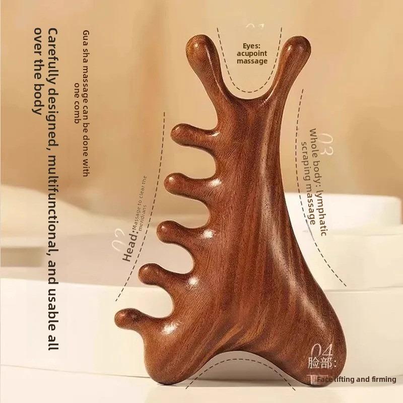 Multifunctional Scalp Massage Comb - Head Hair Loss Treatment Device - Acupressure for Unblocking Meridians - Facial Deer Antler Massage Comb