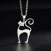 Cute Cat Pendant Necklace, Stainless Steel Minimalist Pet Jewelry, Dainty Chain Gift for Cat Lovers Women