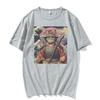 Cat Samurai Pattern T Shirt For Unisex Trendy Animal 3D Printed Tees Casual Short Sleeve Oversized Street TShirts Round Neck Tops