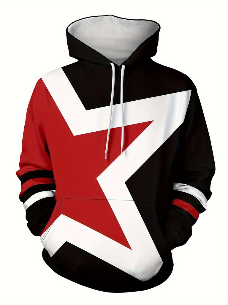 The New Men's Hoodie for the Autumn of 2025 Features a Street Casual and Fashionable 3D Star Print Pattern That Is Soft